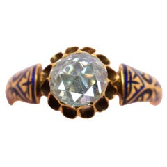 Rose Cut Diamond and Enamel Ring