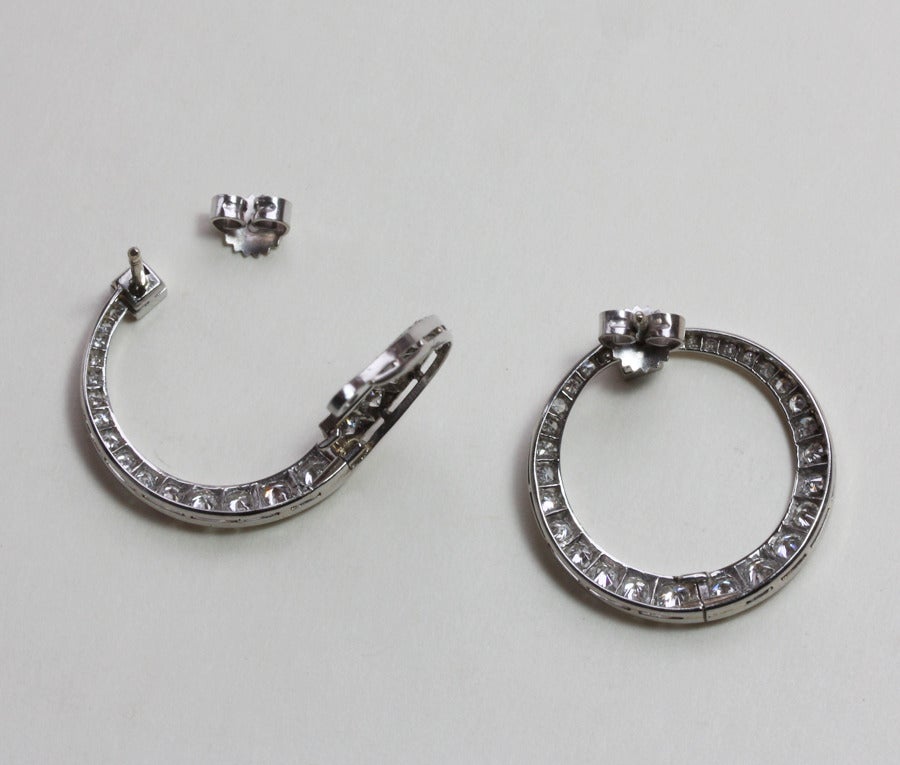 Women's Diamond Platinum Hoop Earrings