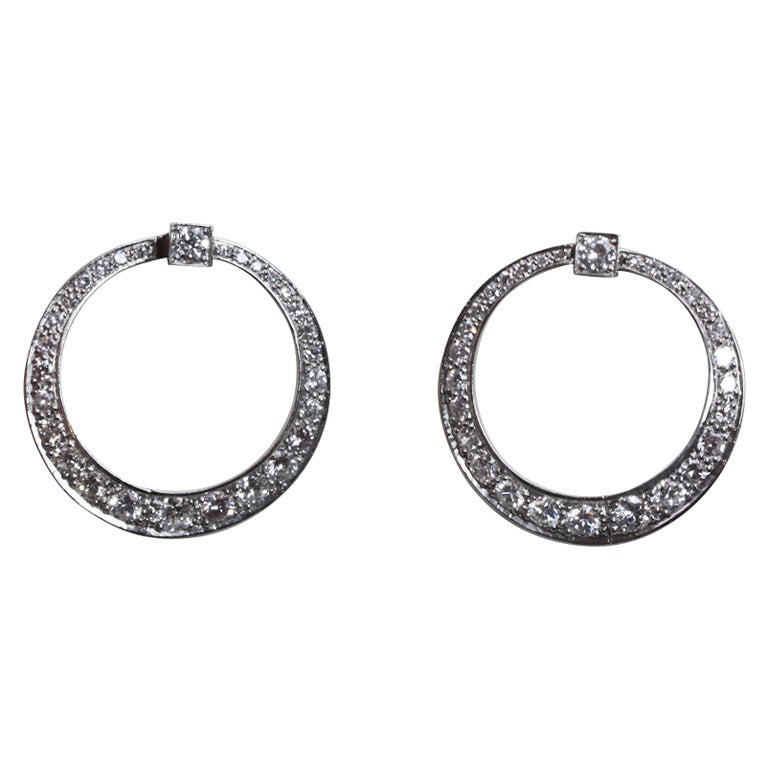 Diamond Platinum Hoop Earrings