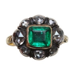 17th Century Diamond and Emerald Ring