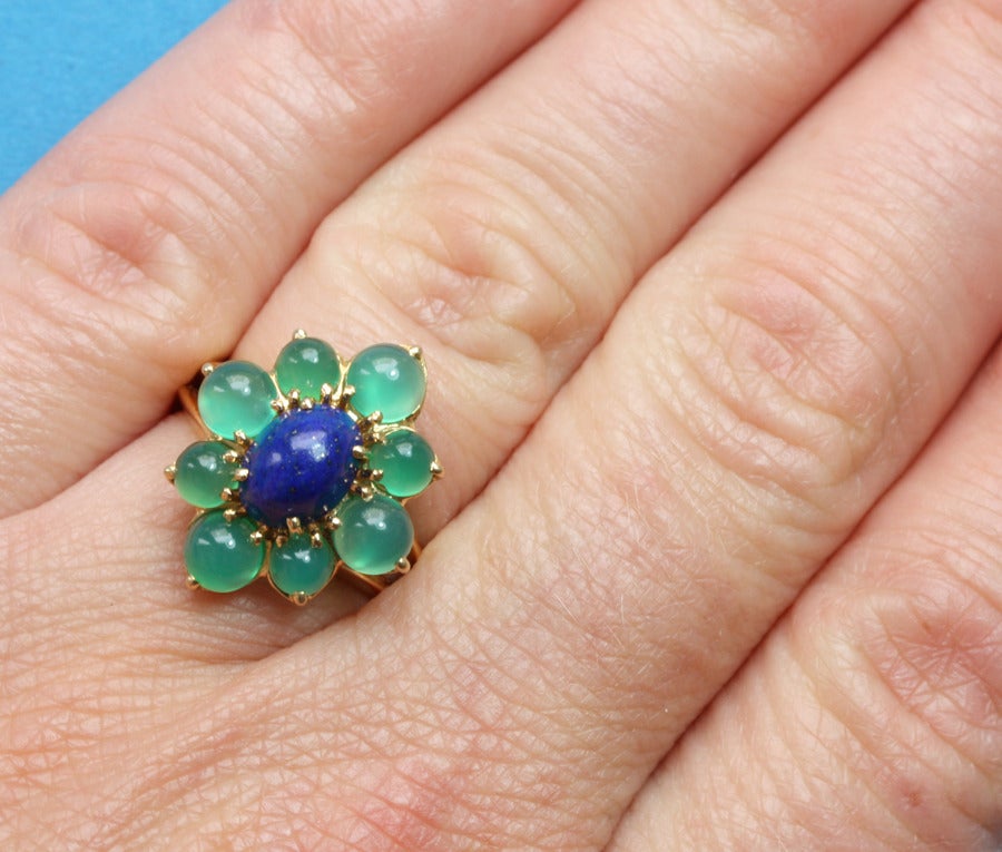 BOUCHERON Lapis and Agate Gold Ring In Excellent Condition In Amsterdam, NL
