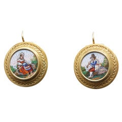 Neo Etruscan Roman Micromosaic Earrings