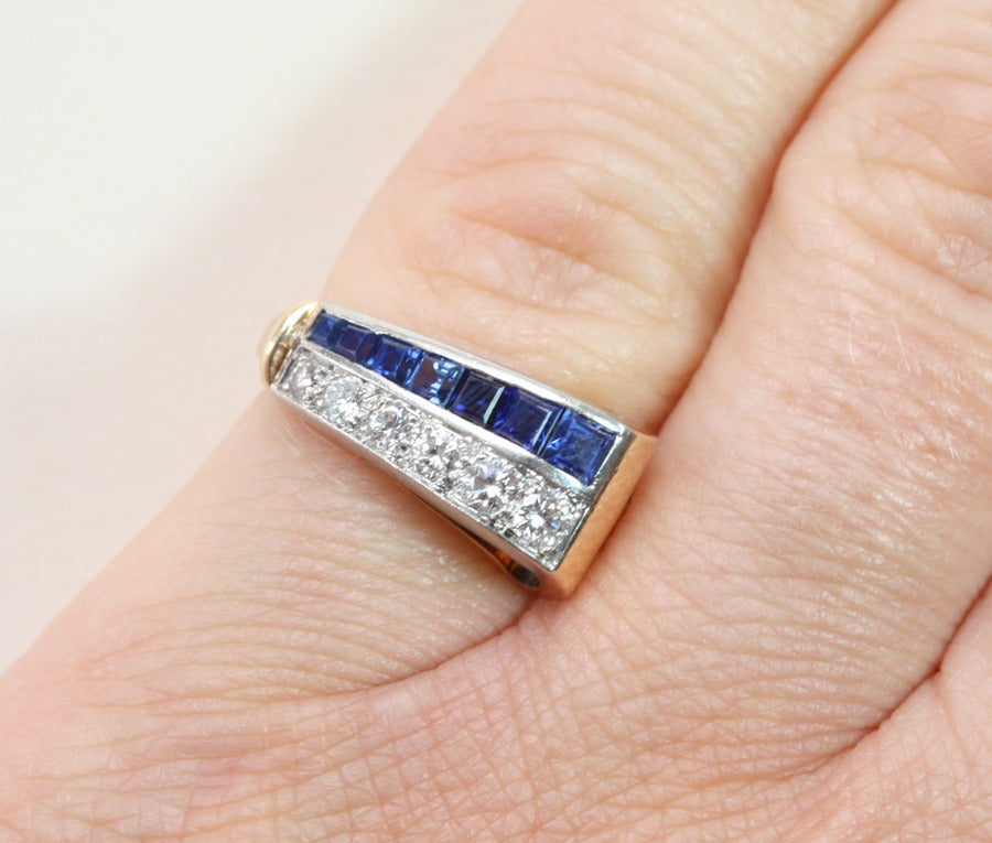 C.J. Auger Sapphire Diamond Ring In Excellent Condition In Amsterdam, NL