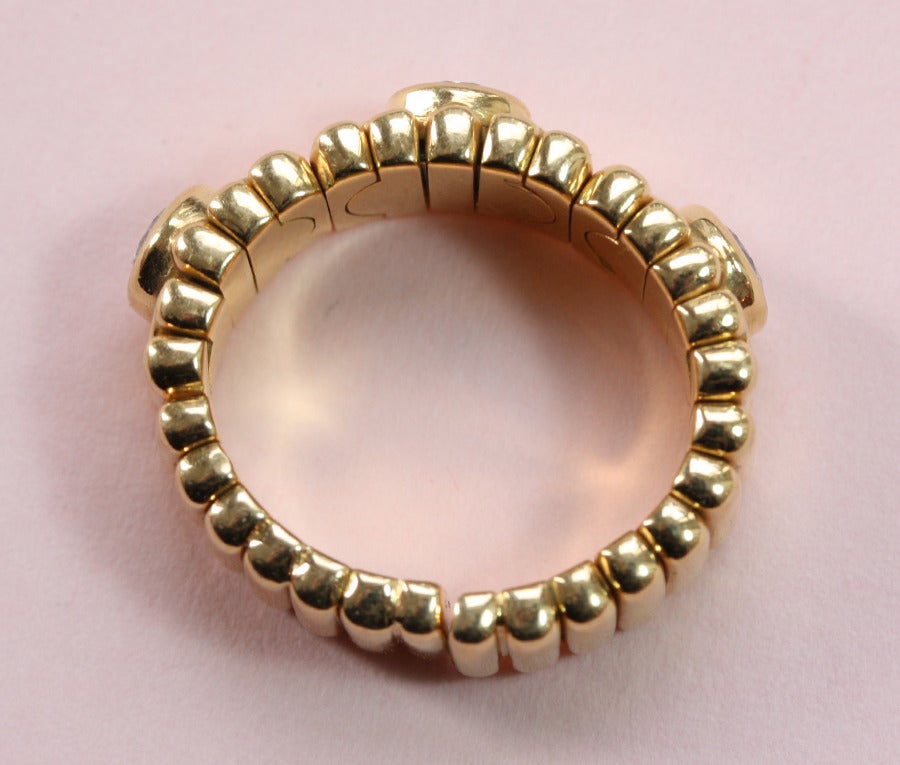 1980s Bulgari Diamond Gold Ring In Excellent Condition In Amsterdam, NL