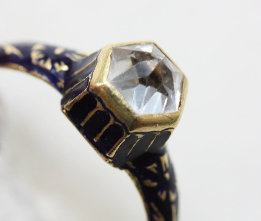 Neo Renaissance Rock Crystal Enamel Gold Ring
