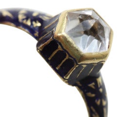 Antique Neo Renaissance Rock Crystal Enamel Gold Ring