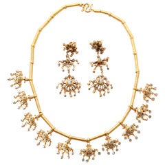 Diamond and Gold Necklace and Earrings