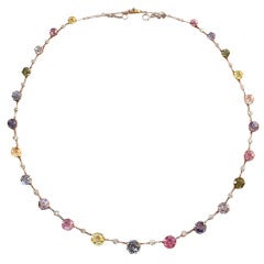 Edwardian Colored Natural Sapphire and Diamond Necklace