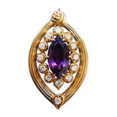 VAN CLEEF & ARPELS Amethyst and Diamond Gold Brooch