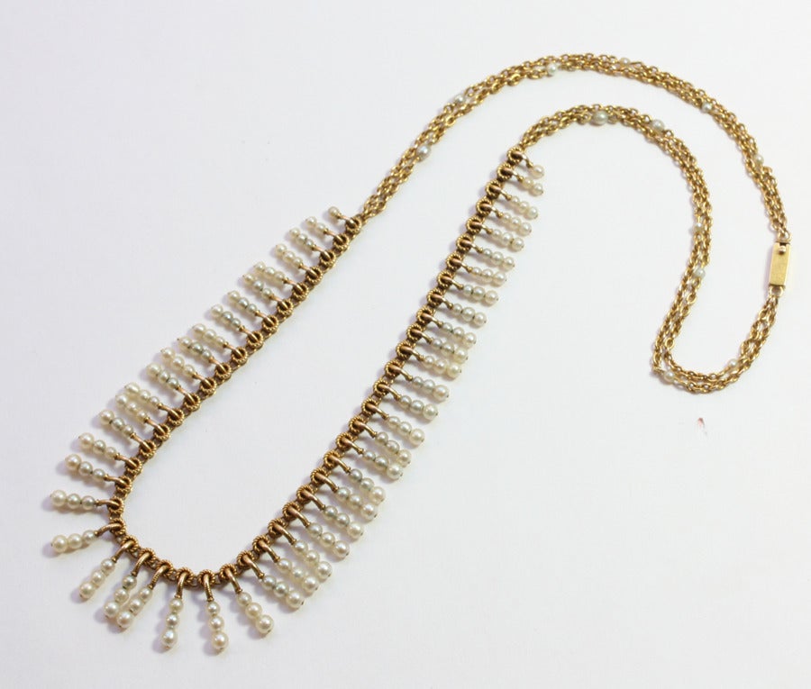 Victorian Natural Pearls and Gold Necklace