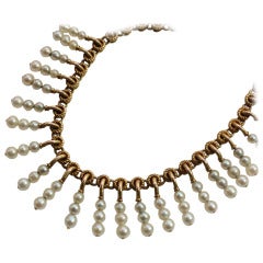 Natural Pearls and Gold Necklace