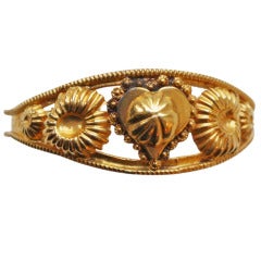Antique Gold Repousse Heart Ring
