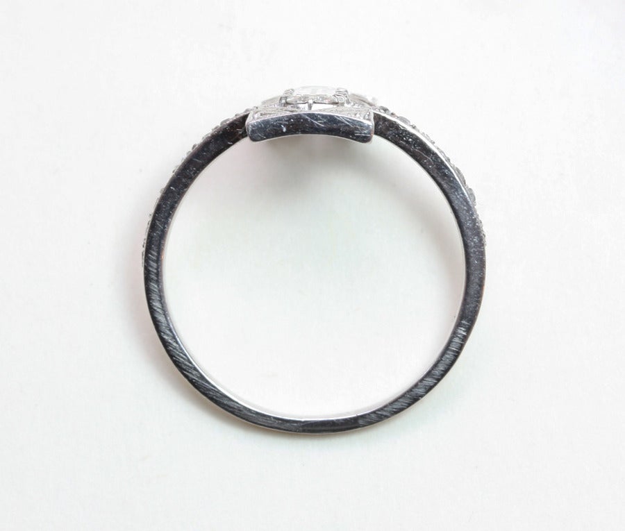 Art Nouveau LALIQUE Diamond and Platinum Ring