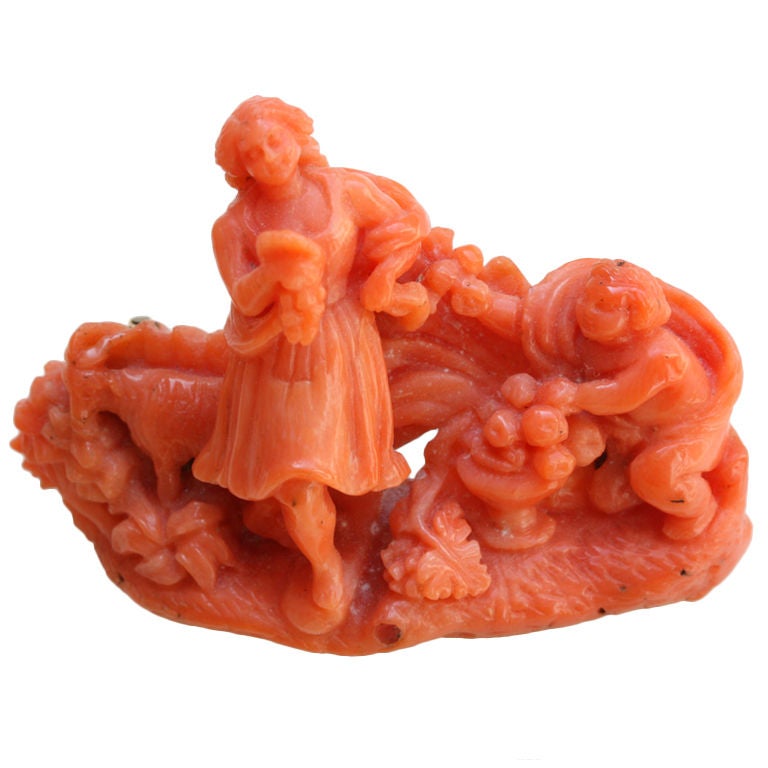 coral brooch and sculpture For Sale