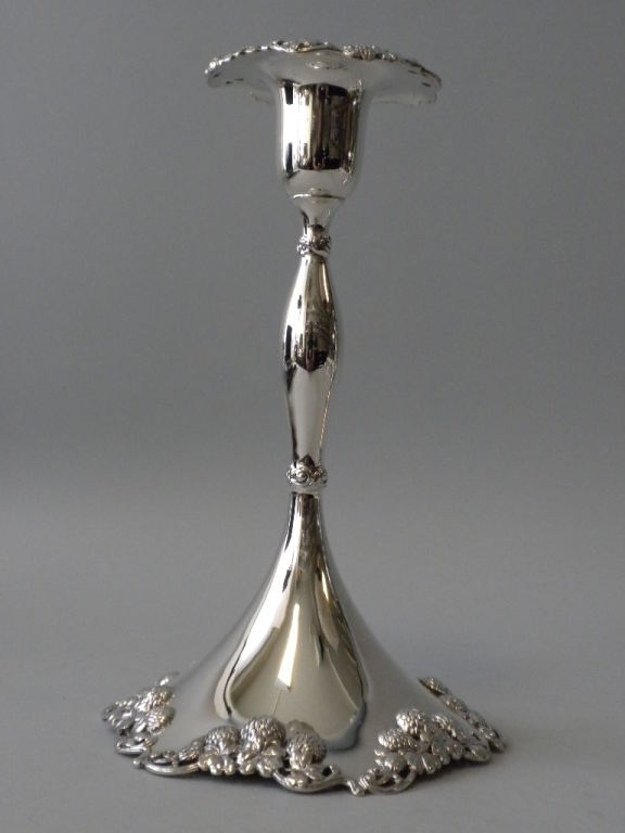 Pair of TIFFANY & CO. Sterling CLOVER PATTERN Candlesticks, 1899