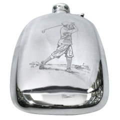 Art Deco Sterling Silver Golf Flask, by Wm. B. Kerr, Circa 1930