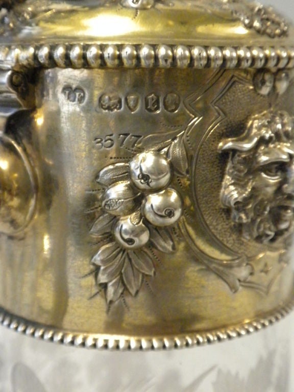 John Figg Victorian Silver Gilt Mounted Decanter, London, 1860 4