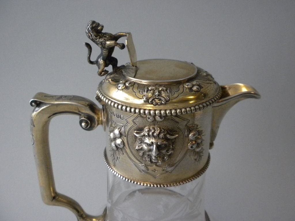 English John Figg Victorian Silver Gilt Mounted Decanter, London, 1860