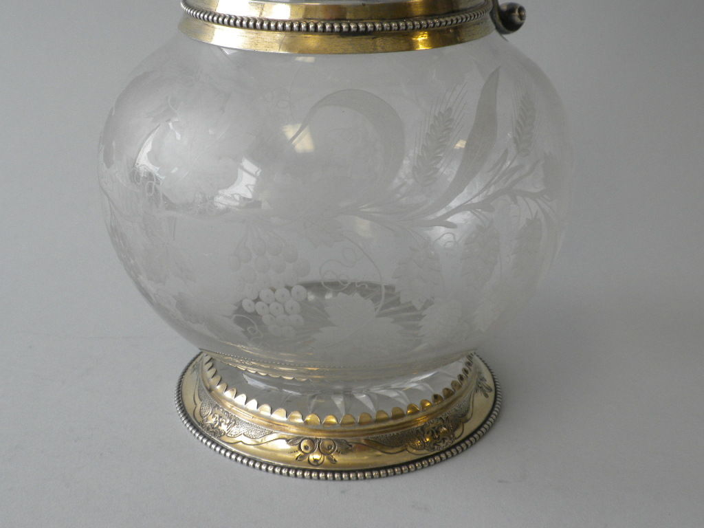 Sterling Silver John Figg Victorian Silver Gilt Mounted Decanter, London, 1860
