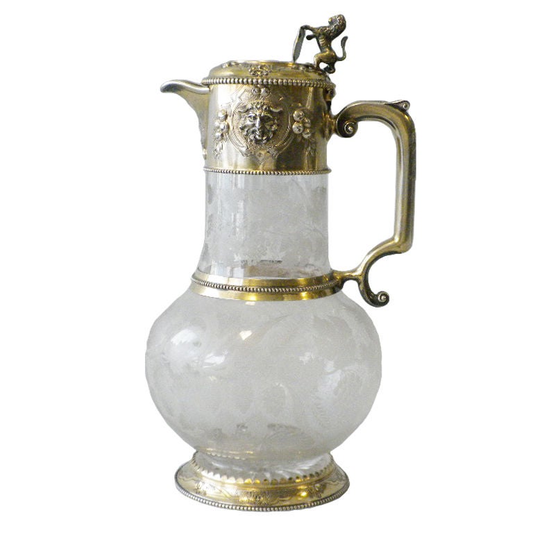 John Figg Victorian Silver Gilt Mounted Decanter, London, 1860