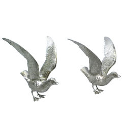 Pair of European 800 Silver Figural Birds, Circa 1920