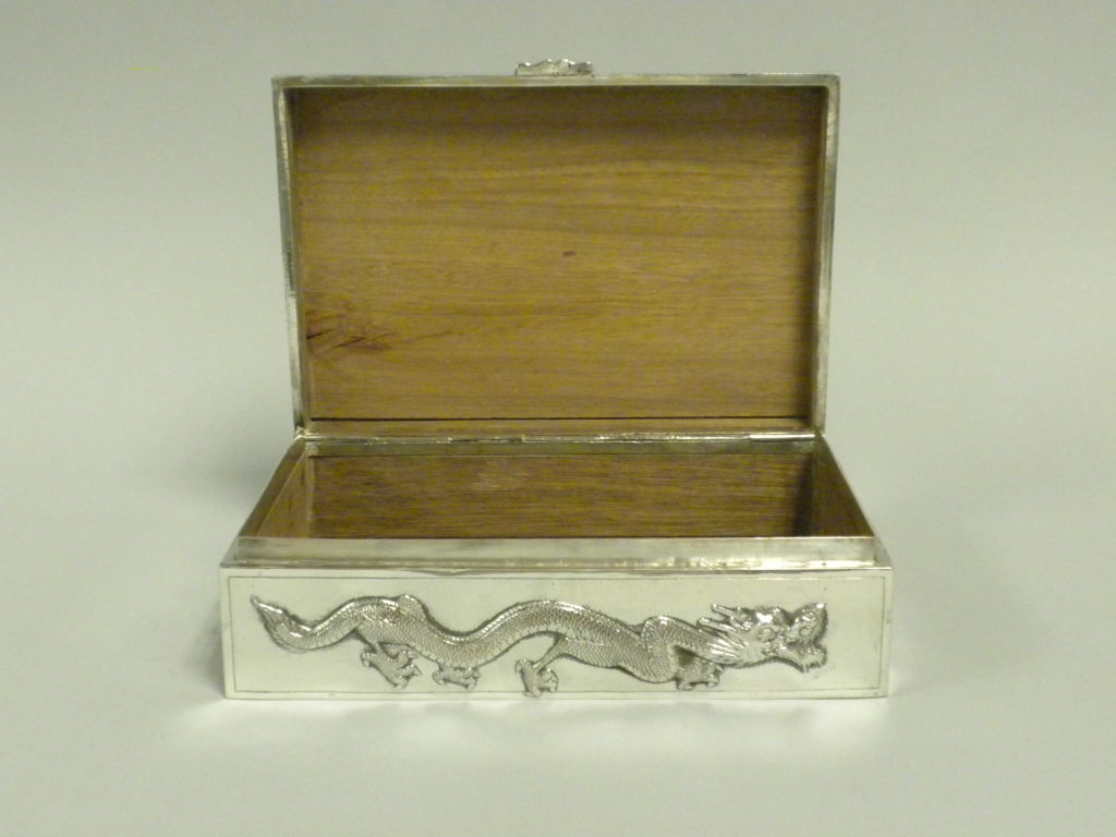 Women's or Men's Antique Chinese Silver Table Box, Yoksang, Circa 1890