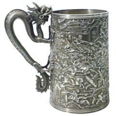 Antique Chinese Export Silver Tankard, LeeChing, C 1860