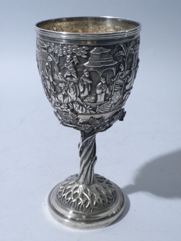 Women's or Men's Antique Chinese Export Silver Goblet, Circa 1880