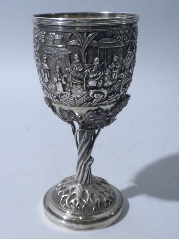 Antique Chinese Export Silver Goblet, Circa 1880 1