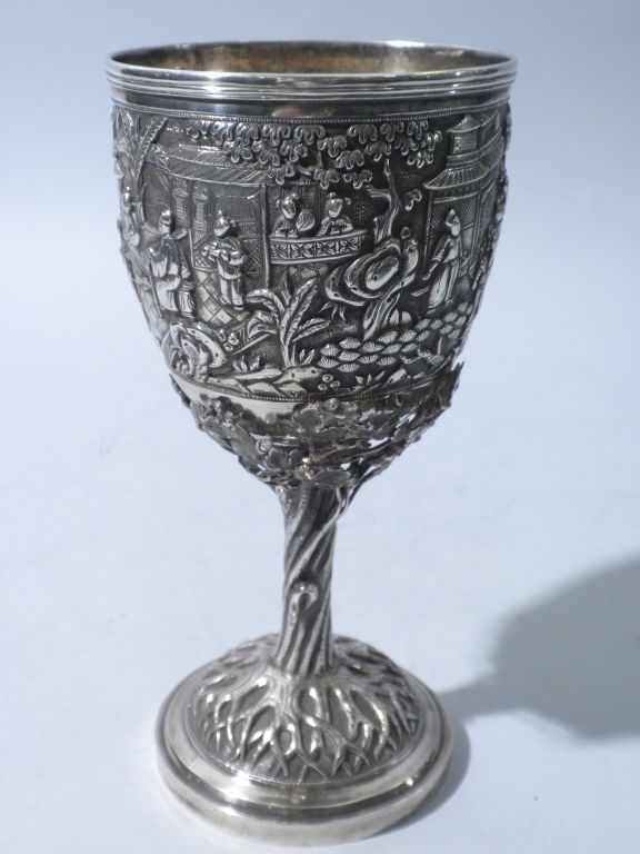Antique Chinese Export Silver Goblet, Circa 1880 2