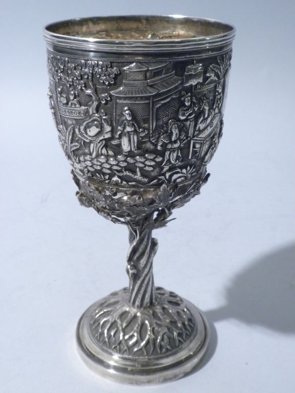 Antique Chinese Export Silver Goblet, Circa 1880 3