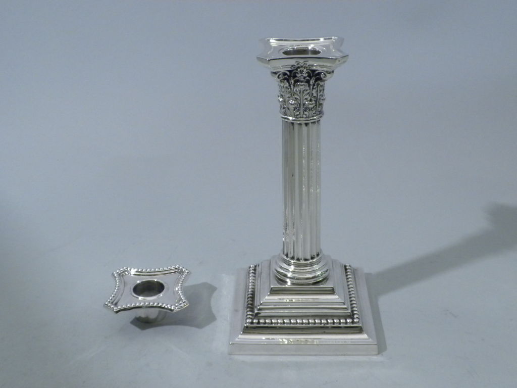 Women's or Men's Pair of GORHAM Sterling Column Candlesticks Dated 1908