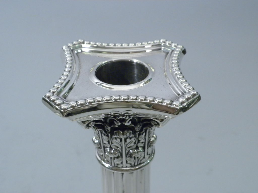 Pair of GORHAM Sterling Column Candlesticks Dated 1908 1