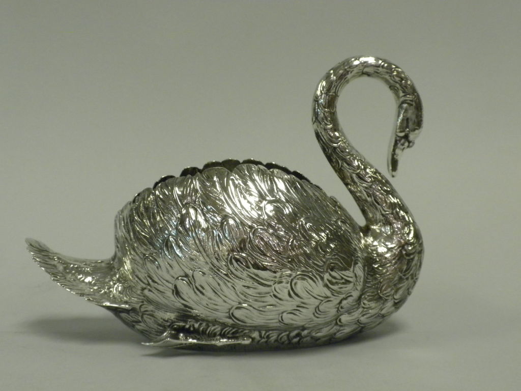 German Sterling Silver Swan Bowl, Circa 1900