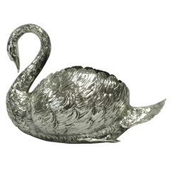 German Sterling Silver Swan Bowl, Circa 1900