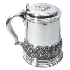 TIFFANY & CO. "OLYMPIAN PATTERN" Sterling Tankard, Circa 1895