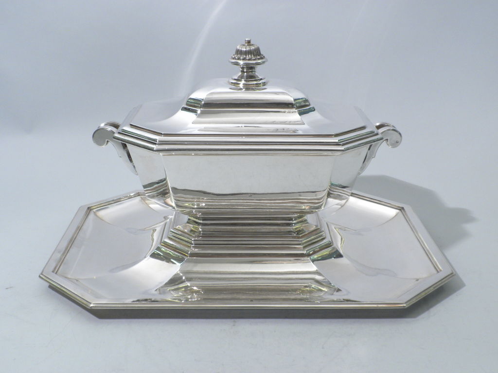 French 950 Silver ART DECO Tureen on Stand, by G. KELLER, Paris