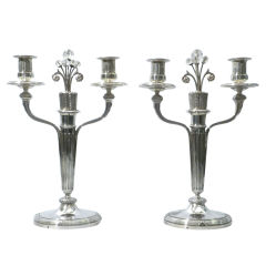 Pair of French Silver Candelabra by AUCOC, Paris, Circa 1900