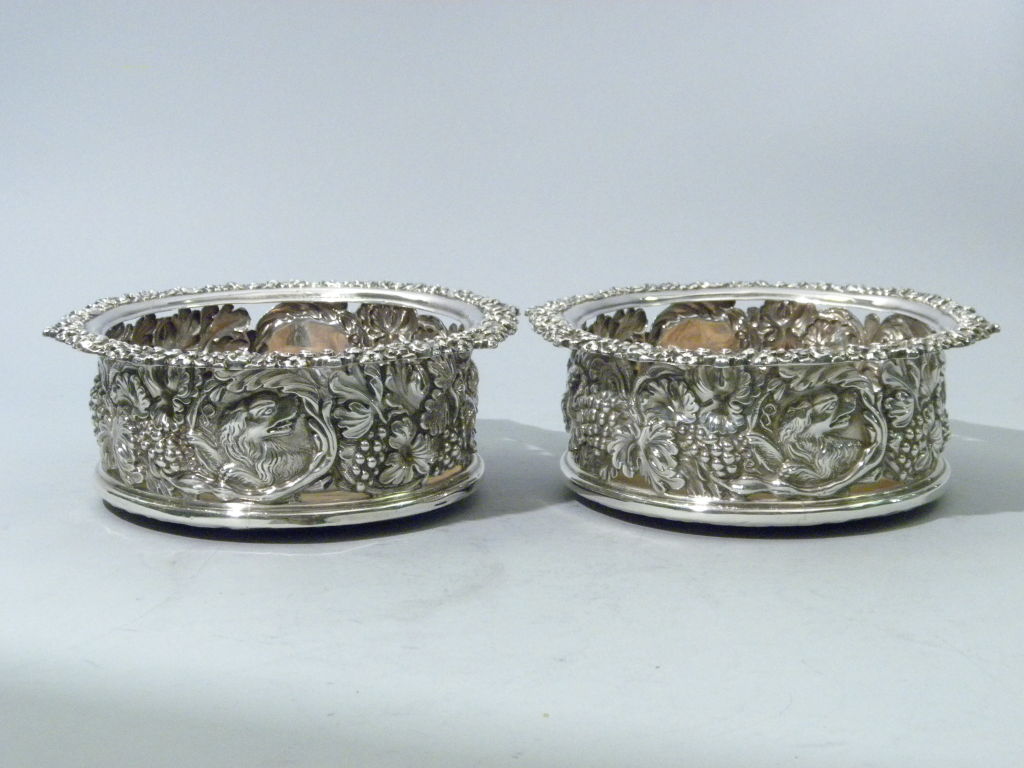 Regency Sterling Dog Wine Coasters by John Watson 1819