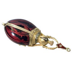 Antique French Enamel and Gold Beetle Watch Circa 1890