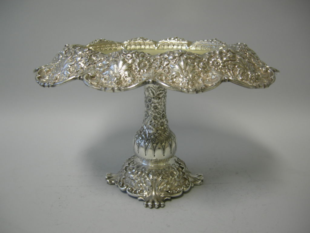 Repoussé  Pair of  Tiffany & Co. Sterling Compotes, Circa 1880