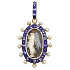 CARLO GIULIANO Pearl Enamel Cameo and Gold Pendant Circa 1850