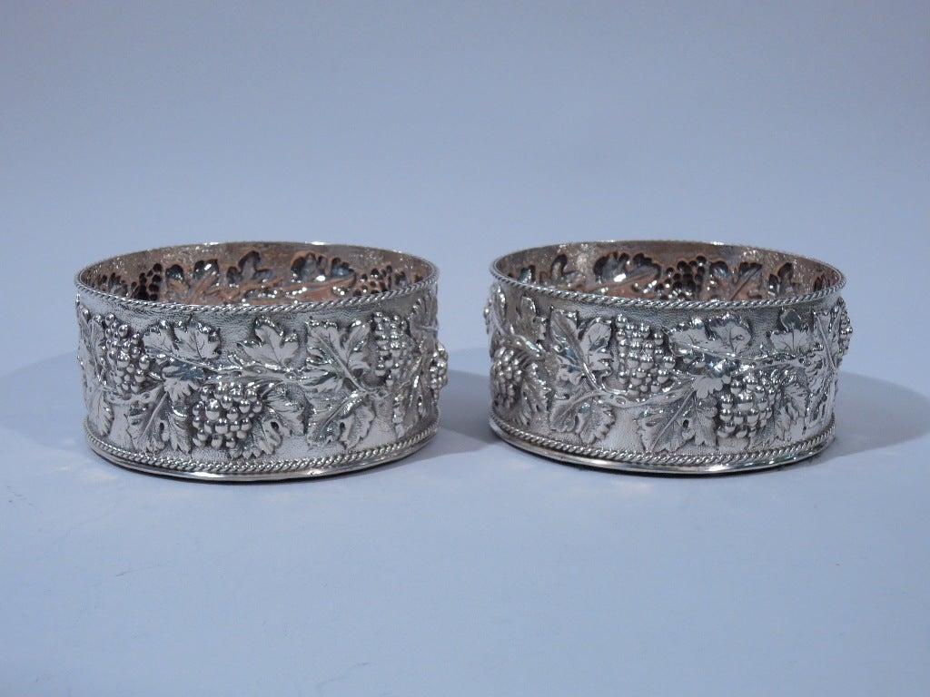 Kirk Wine Bottle Coasters - Baltimore Repousse - American Sterling Silver