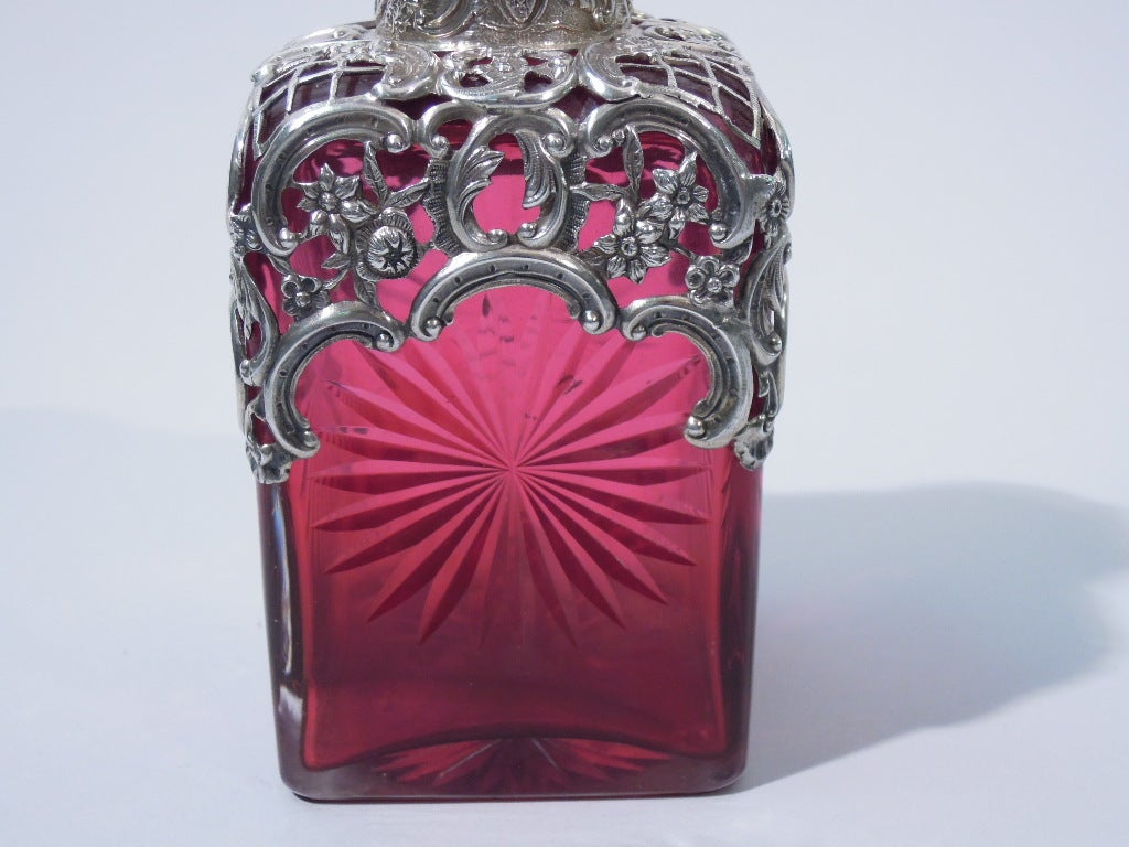 Victorian Perfume Bottle - English Sterling and Ruby Glass - 1894 3