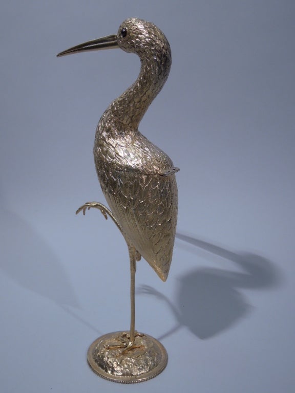 Dutch 950 Silver Figural Heron Bird Box 1