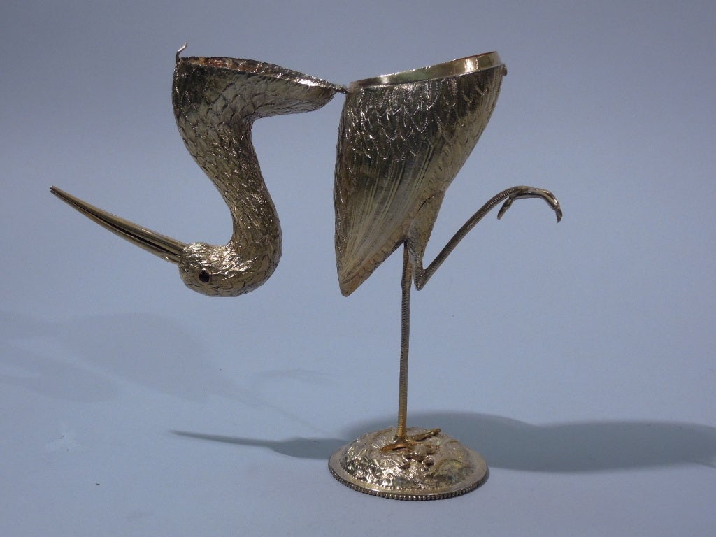 Dutch 950 Silver Figural Heron Bird Box 2
