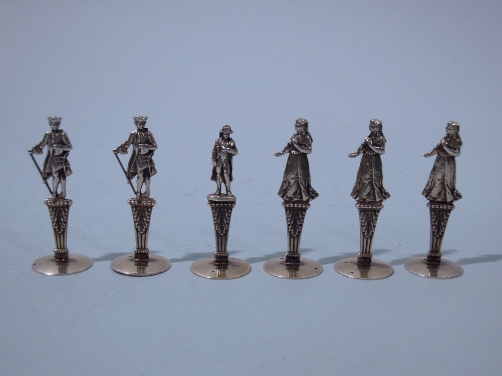 Antique Place Card Holders - Historic Figures - French Silver Gilt  - C 1900