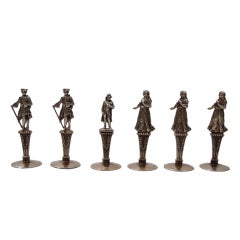 Porte-cartes de table anciens - Figures historiques - Argent doré français  C. 1900