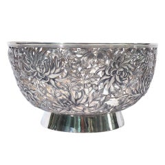 Chinese Silver Bowl Pierced Flowers WINGCHEONG Chinese Silver Bowl Pierced Flowers WINGCHEONG
