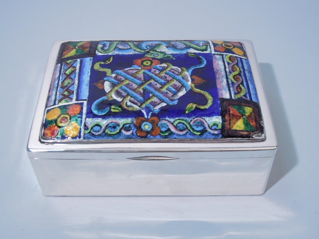 Wiener Werkstätte 900 Silver Enamel Box C 1910
